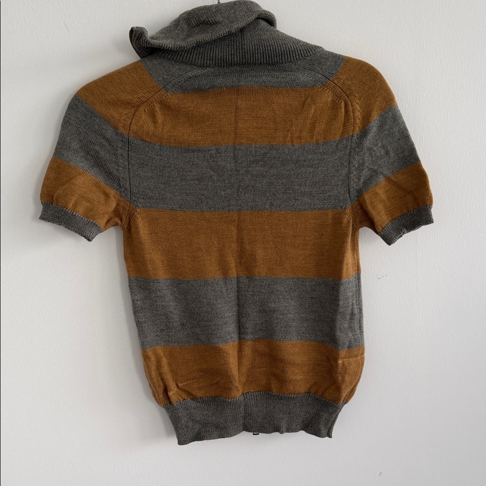 Peter Som Gray and Brown Zip-Up Sweater - Picture 2 of 2